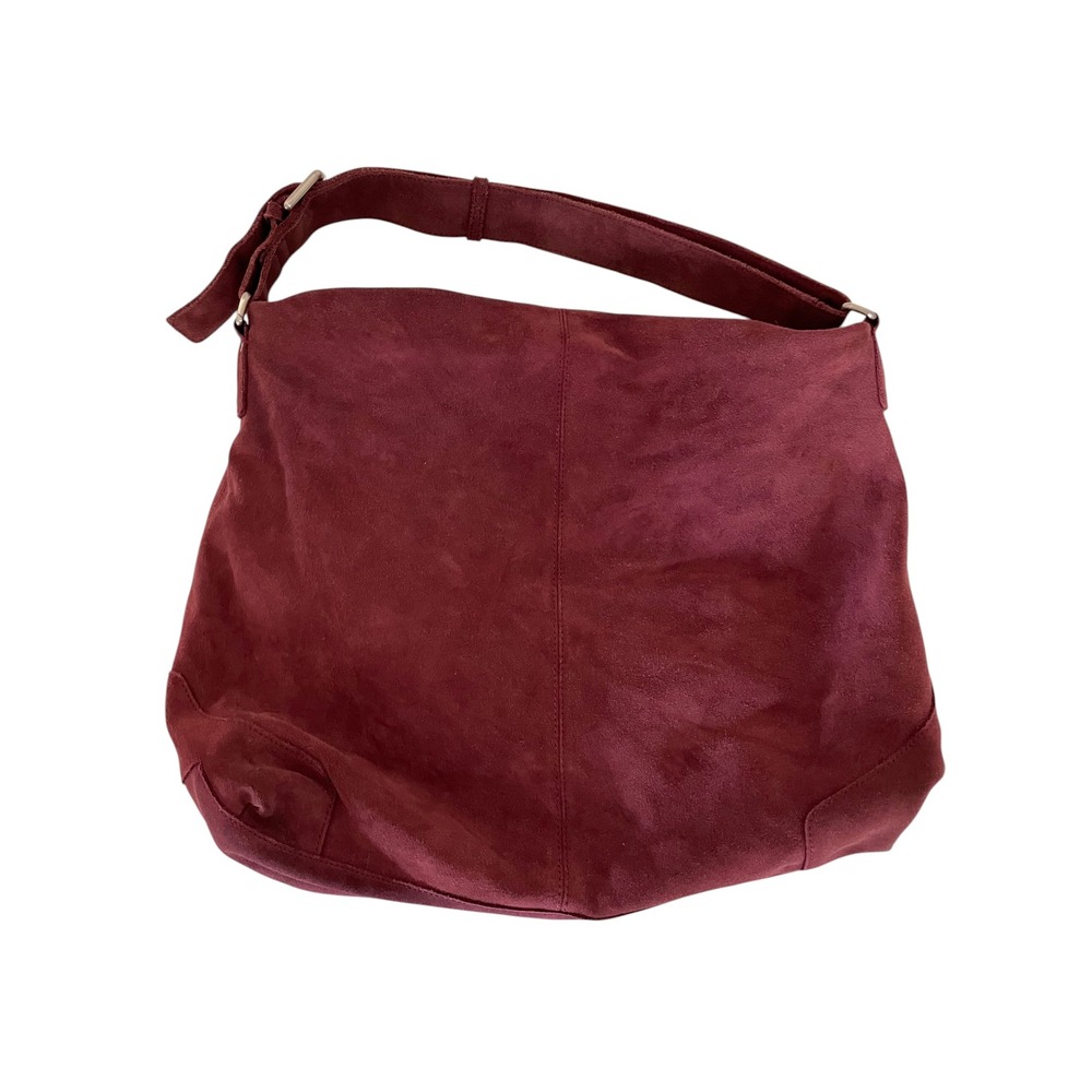 Talbots Burgundy Suede Slouchy Hobo Bag Modern Uniform Retro Boho Indie